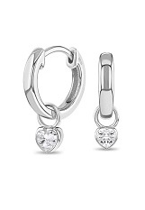 beautiful silver cubic zirconia heart April birthstone baby earrings